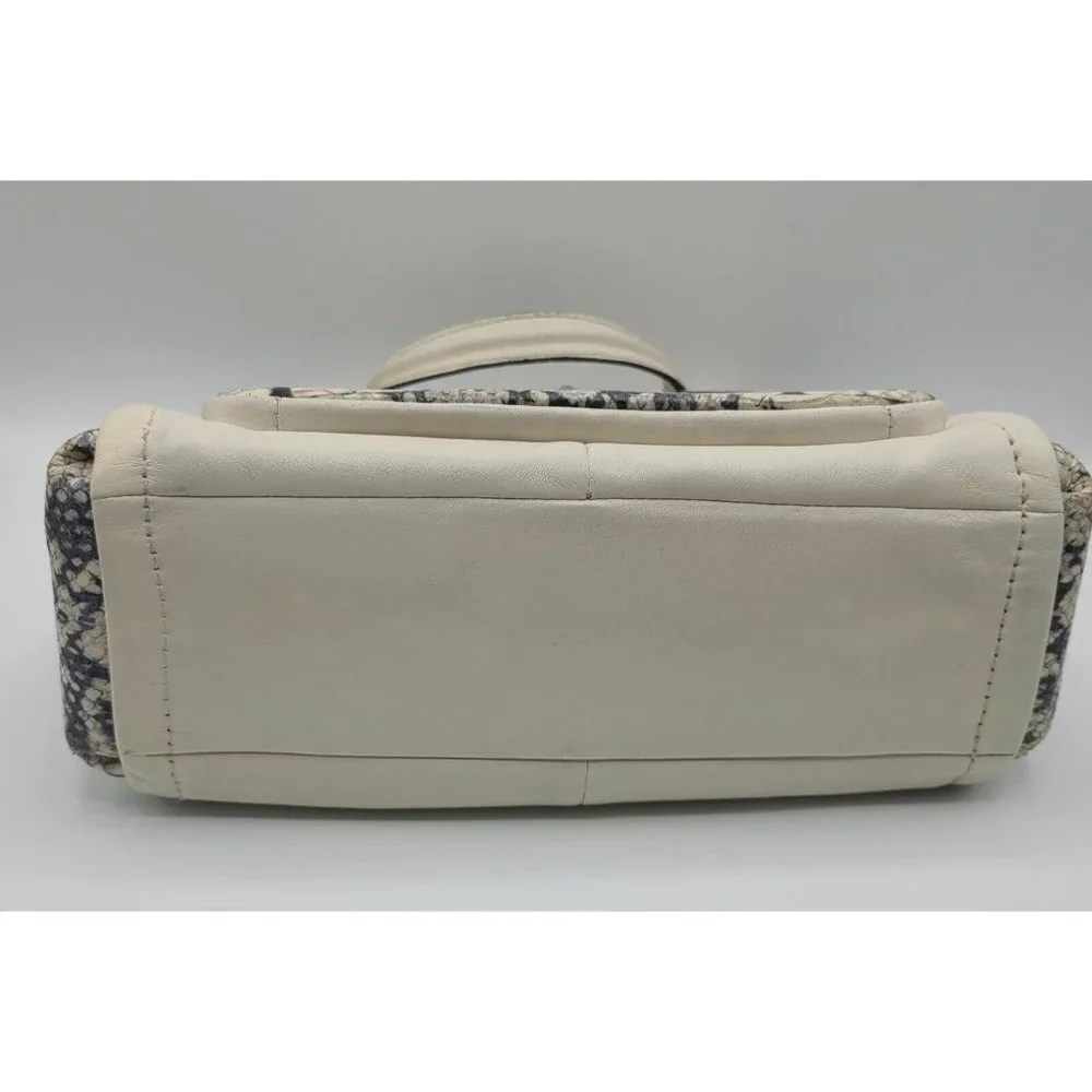 COACH MADISON TWO TONE PYTHON EMBOSSED EXOTIC LEATHER SADIE FLAP SATCHEL 27849